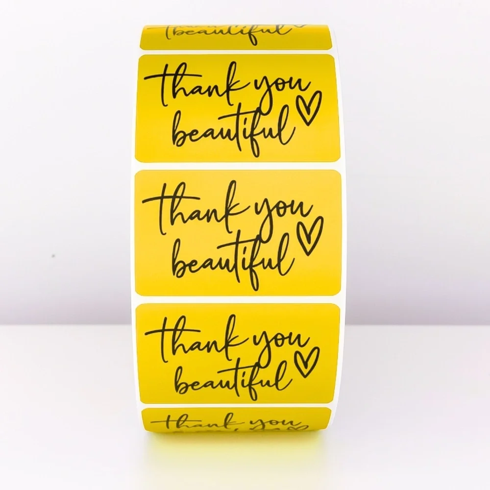 Thank You Beautiful Stickers | Pink Heart Labels for Small Business Packaging
